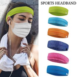 Sweatband Outdoor Sports Headband With Buttons Women Men Running Jogging Knitted Elastic Hairband Head Strap