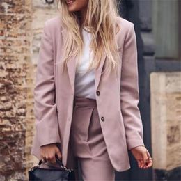 Spring Blazer Women Single Breasted Oversized Suits Jacket Official Ladies Loose Long Sleeve Blazers Mujer Vestido 210430