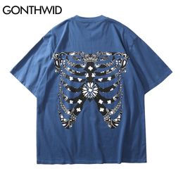 Tees Shirts Hip Hop Bandana Paisley Pattern Skull Print Short Sleeve Tshirts Streetwear Fashion Harajuku Cotton Tops 210602