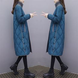 Plus Size Warm Woman Winter Coat Parkas Slim Cotton Padded Basic Jacket Female Casual Long Outwear Feminina 211018