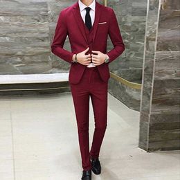 Men's Tracksuits Three-piece Suit Plus Size Wedding Business Men Formal Suit Vest Blazer Pants Set Business Professional Dress Wedding Dress Suit X0610