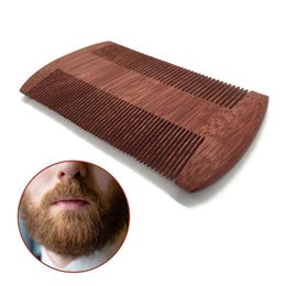 Men's Wooden Beard Brush Party Favor Natural Sandalwood Double Sided Close Tooth Comb Household Hair Combs 0424