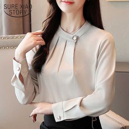 Korean Solid Elegant Spring Shirts Female Long Sleeve Chiffon Women Tops and Blouses Female Ladies Shirts 8363 50 210527