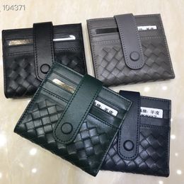 Top quality Famous lambskin handwoven mini Wallet for men four Colour Zipper purse woman card holder Monday clip gift boxes
