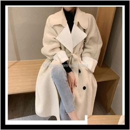 Blends Outerwear & Coats Womens Clothing Apparel Drop Delivery 2021 Fashion Veet Coat Women Long Sleeve Outwear Jacket Wool Casual Autumn Win