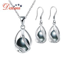 Jewelry Sets Luxury designer Bracelet DMSFP001 Pearl Silver 925 8-9mm Bohemian style Black/White/Pink/Purple Set For Women