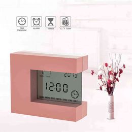 Electronic Desk Alarm clock Calendar with Count Down Timer and Thermometer for home office watch Battery Clock 211112