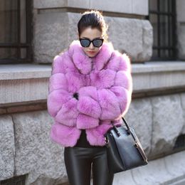 ZADORIN 2021 Thick Warm Winter Coat Women Luxury Faux Fox Fur Coat Plus Size Women Stand Fur Collar Fake Fur Jacket Outerwear Y0829