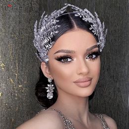 Perline di strass di lusso barocco Copricapo Cuore Diademi nuziali Corona Placcato argento Cristallo scintillante Diadema Fasce per capelli Accessori per capelli da sposa Dubai Arabo AL9693