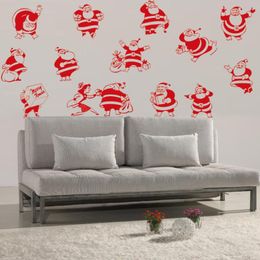 Santa New Year Merry Christmas Wall Stickers Home Decor Wholesale Waterproof Removable 210420