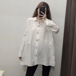 Women Cotton Losse Long White Blouse Female Autumn Casual Single Breasted Shirts Female Fashion Jewelry Button Long Tops 210410
