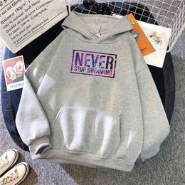 New Nevers Stop Dreaming Letters Printing Male Hoodies Thick Comfortable Sportwear Warm Casual Men Hoody Oversized Soft Hooded H1218
