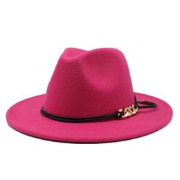 earrings boy Australia - Knitted Wool Jazz Hat for Women Men Felt Outback Panama Hats Wide Brim Woman Belt Buckle Fedora solid color summer suncreen caps