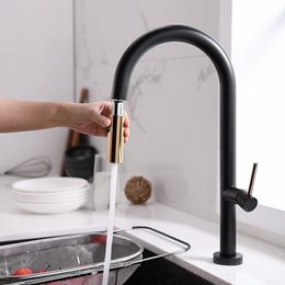 All copper multi function universal Kitchen Faucet Pull Out Water Mixer Tap Single Handle 360 Rotation Shower Faucets