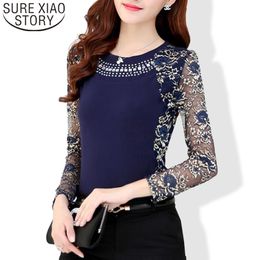Autumn Plus size lace blouse shirt Women Slim Patchwork ladies tops long sleeve Lace Tops Women s tops and blouses 901G 40 210528