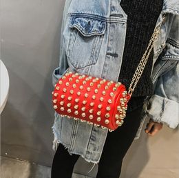 Mini Handbags Kids Designer Girls Full Rivet Bucket Bag Stylish Chain Shoulder Children Coin Purses PU Solid Storage