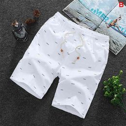 Summer Men's shorts Casual Loose Cropped Trousers Sports Shorts Knit Straight Pants Cotton Short 4XL 210713