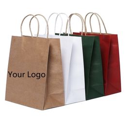 Wholesale Gift Paper Packing Bag Craft Packaging Personalization Brand Business Shopping Bag ( Printing Fee is not Included) 210724