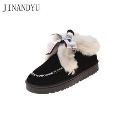Bow Fluffy Slippers Women Outdoor Casual Flat Shoes For Winter House Warm Indoor Footwear