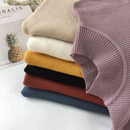 Fashion Women Sweaters Autumn Winter Elastic Pullovers Female Solid Long Sleeve Half Turtleneck Tops Casual 210514