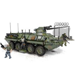 2021 World War 2 WW2 Army Military Soldier City Police SWAT Stryker Vehicle Model Building Blocks Bricks Kids Toys Gift Q0624
