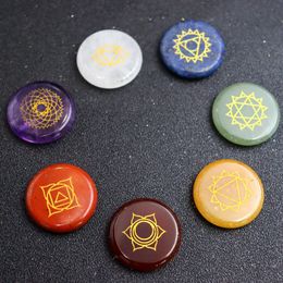 Yoga Symbol 7 Chakra Set Reiki Natural Stone Crystal stones Polishing Quartz Yoga Energy Bead Chakras Healing Decoration