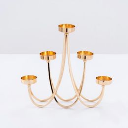 Candle Holders 5 Arms Gold Candlestick Romantic Candlelight Centrepieces For Wedding Party Table Decoration Home Votive