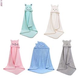 Baby Poncho Bath Towel Velvet Fleece Hood Infant s Blanket born 210728