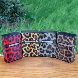 Colorful Plastic Leopard Print Portable Cigarette Storage Box Stash Case Cool Innovative Design Herb Tobacco Container Preroll Smoking Lighter Holder DHL