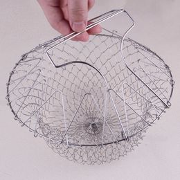 Wonderlife Foldable Strain Fry Frying Basket Strainer Washable Gadgets Home Kitchen Cooking Tool 210626