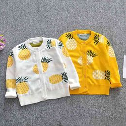1-6Yrs Baby Boys Girls Pineapple Cardigan Coat Children Clothing Spring Autumn Boy Girl Long Sleeve Knitted Kids 210521