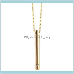 Chains & Pendants Jewelrychains Stainless Steel Cylinder Crystal Stone Cremation Urn Pendant Necklace Jewellery Long Ash Human Necklaces Gift