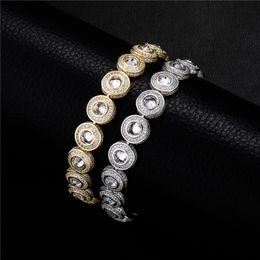 Hip Hop Charm Link Bracelets Iced Out Small Round Zircon Angel Bracelet Gold Silver Plated Mens Bling Jewellery Gift