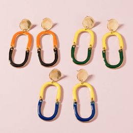 Stud Exaggerated Circle Color Gradient U Earring For Women Girl Teen 2021 Trend Jewelry Accessories Kolczyki Wholesale Korean Fashion
