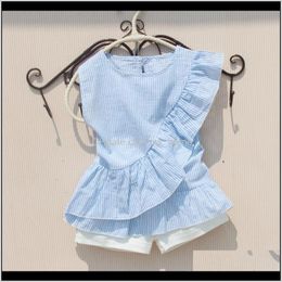 Baby Clothing Baby Kids Maternity Drop Delivery 2021 Casual Blouse Girl Arrival Summer Solid White Blouses Cotton Ruffle Sleeve Less Red Shir