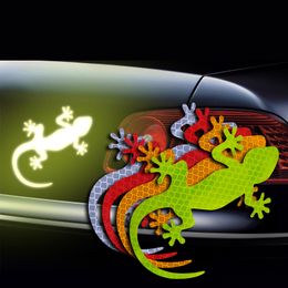 2Pcs Car Reflective Sticker Safety Warning Mark Cars Auto Exterior Accessories Night Driving Warning Gecko Strip Light Reflector