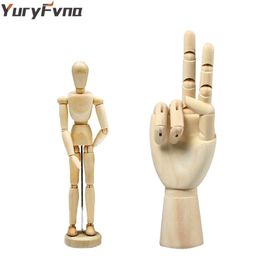 YuryFvna 2 pcs 5.5 Inch Wooden Human Mannequin 7 Drawing Manikin Hand Artist Model for Sketch 211108