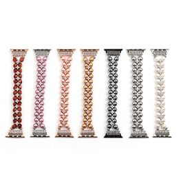 Pearl watch Strap for Apple Band 38mm 40mm 42mm 44mm Girl Iwatch Series 6 5 4 3 2 SE Elastic Stretch Jewellery Wristband