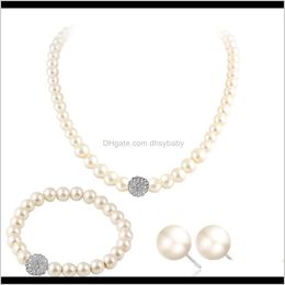 & Drop Delivery 2021 Fashion Bridal Jewelry Sets Simulated Pearl Wedding Earrings Crystal Necklace Party Beads Bracelet Accessories Gift Mkv6