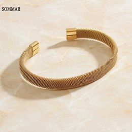 Sommar Fashion Design Gold Vermeil Female Friend Bracelet & Bangle Retro Mesh Wedding Bracelet Accessories Q0719