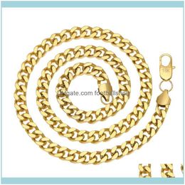 & Pendants Jewelryhip Hop Gold Color 316L Stainless Steel Cuban Link Chain Necklaces For Men Jewelry 9Mm 24" 27" Chains Drop Delivery 2021 Q