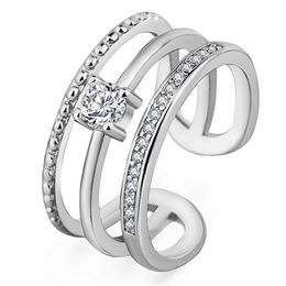 Womens Rings Crystal Creative three-layer opening diamond ring, female size adjustable multi-layer Lady Cluster styles Band
