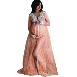 New Summer Lace Maternity Dress Women Pregnant Maternity Gown Photography Props Costume Pregnancy Lace Long Maxi Dress Y0924