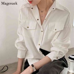 Solid White Blouse Shirts Women Long Sleeve Plus Size Office Lady Shirt Turn-down Collar Female Blouses Tops Blusas 12889 210512