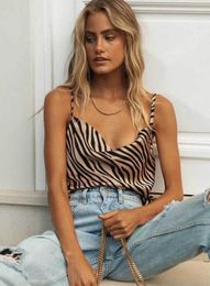 INSPIRED striped sleevless zebra print blouse for women V- neck ladies tops sexy summer blouse tops new vintage style tops 210412