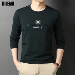 Top Quality Luxury 95% Cotton 5% Spandex Men t Shirt Slim Fit Fashion Designer Brand Long Sleeve Tops Casual Men Clothes 210610