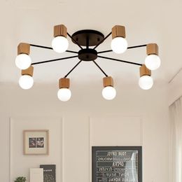 Nordic iron wood ceiling Light Modern home Living Room Bedroom aisle LED Ceiling Lamp Luminaire Lampara Techo