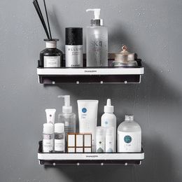 Punch-Free Storage Rack Multifunctional With Hook Bathroom Organiser Shelf Shampoo Shower Towel Holder Item Bathroom Accessories 210330