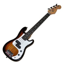 Mini 6 Strings Tobacco Sunburst Electric Bass Guitar with Rosewood Fretboard,Suitable for Adults,Children and Travel