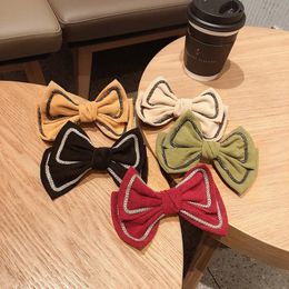 2021New Sweet Girl Temperament Vintage Double Layer Velvet Bow Spring Clip Headdress Fashion Women's Hairpins Hair Accessories